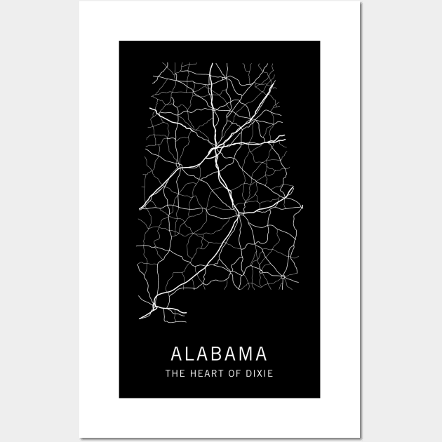 Alabama State Road Map Wall Art by ClarkStreetPress